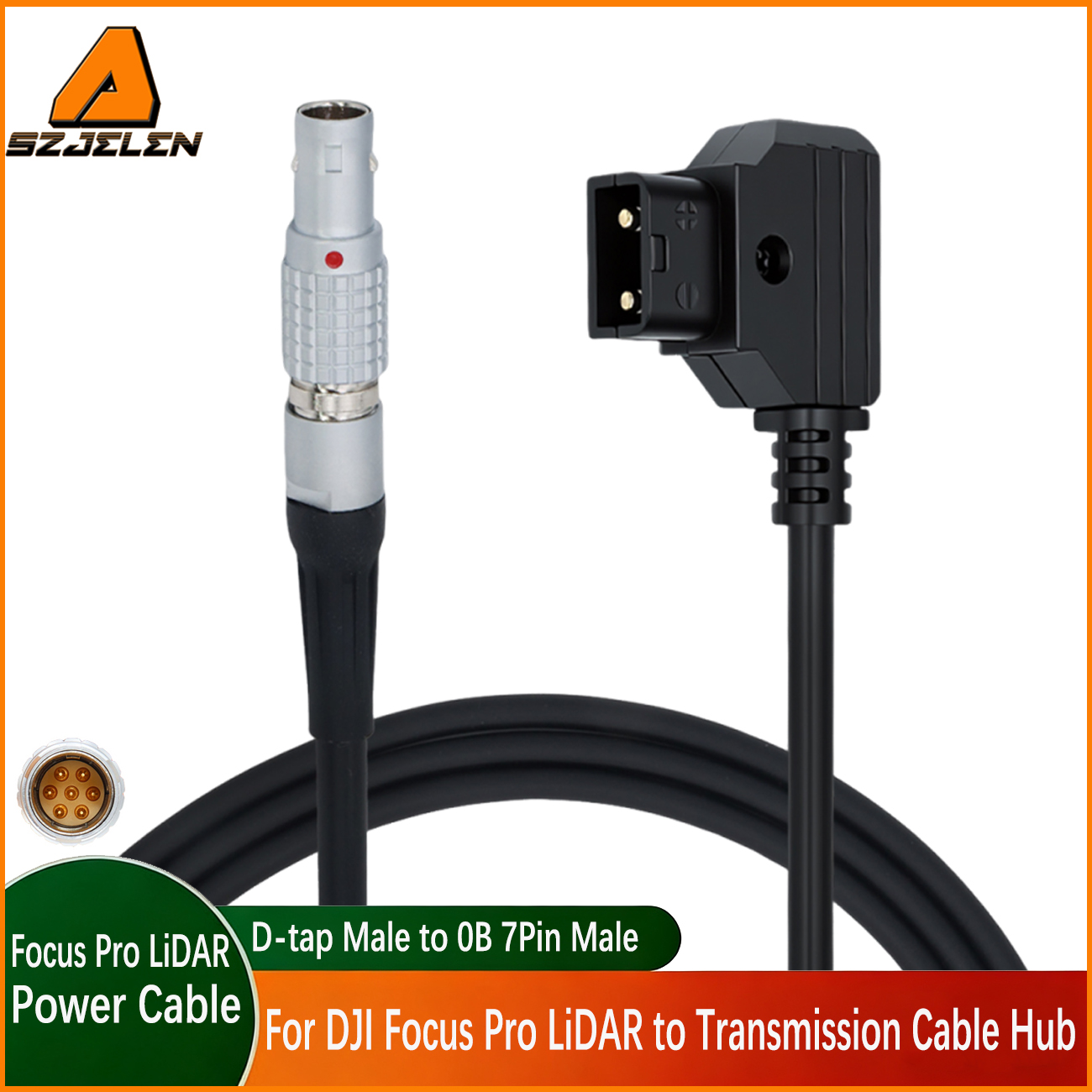 Power Cable D-tap/0B 2Pin/RS 3Pin to 0B 7Pin Male Cable for DJI Focus Pro LiDAR to Transmission Cable Hub