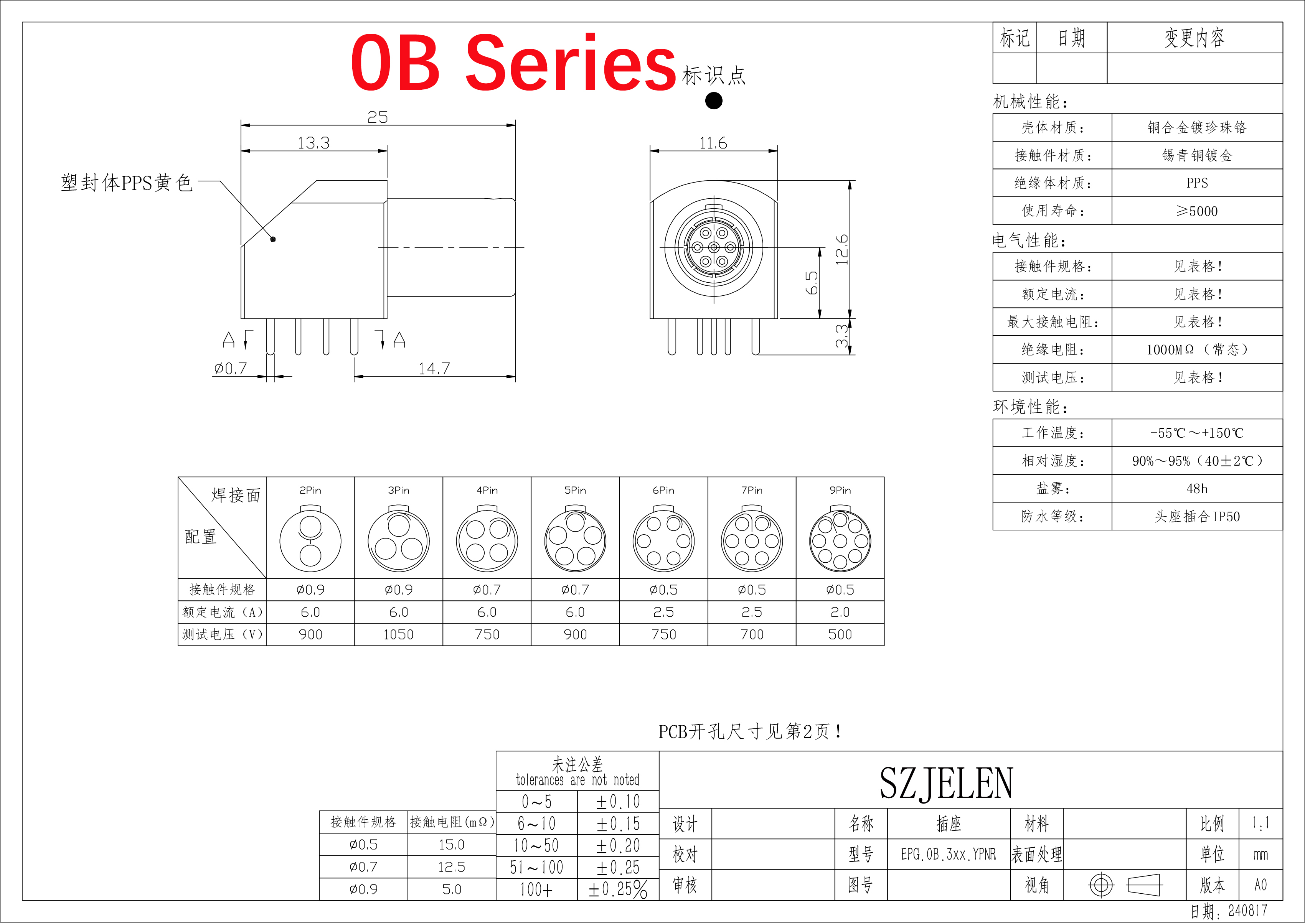 EPG 0B/1B 2~16Pin Male Plug Aviation Fast Connector Ellenbogen 90° PCB Buchse Printed Circuit