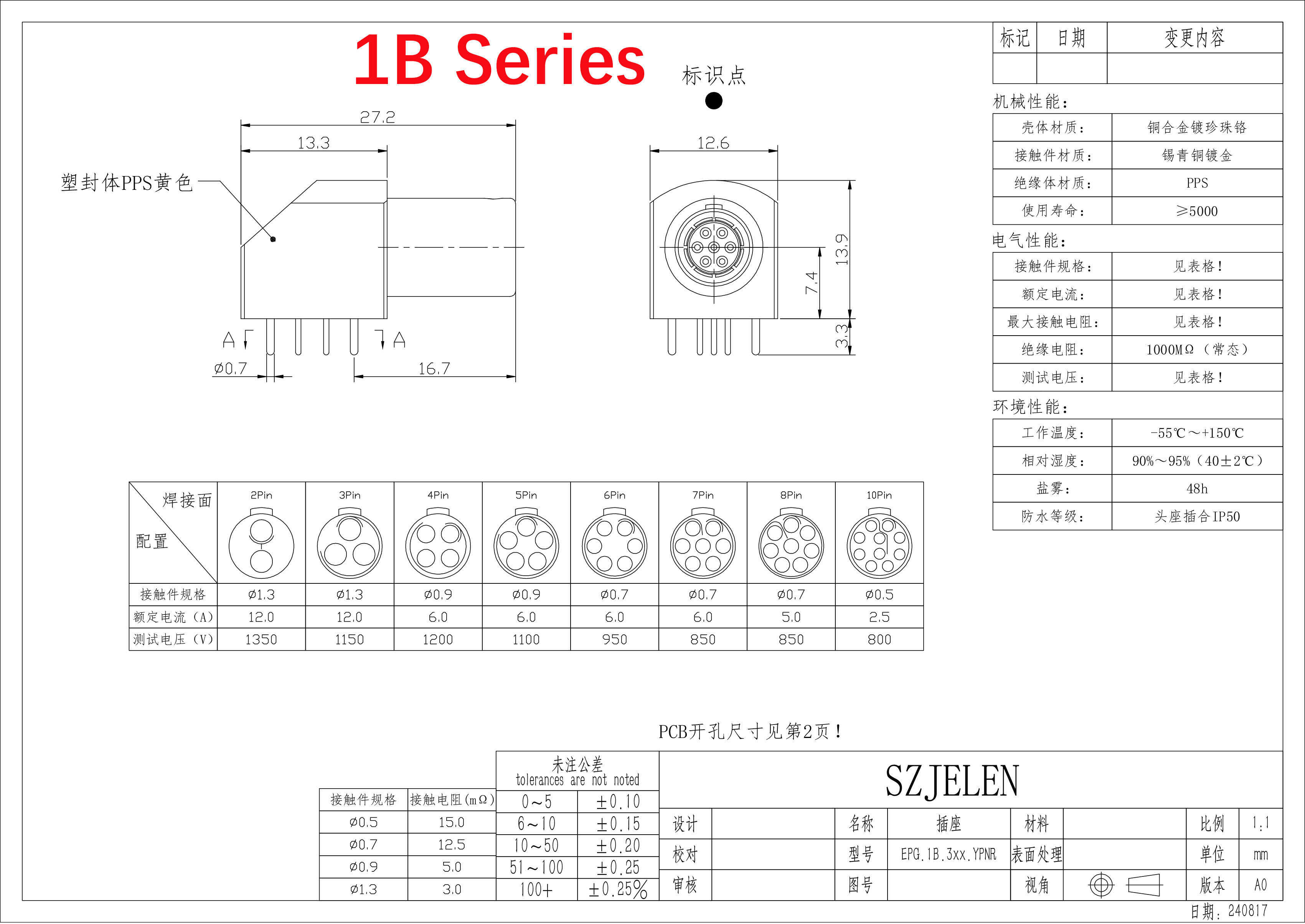 EPG 0B/1B 2~16Pin Male Plug Aviation Fast Connector Ellenbogen 90° PCB Buchse Printed Circuit