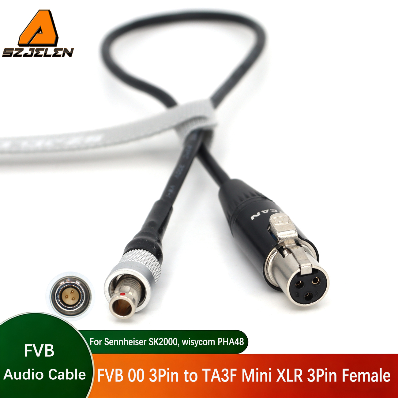 FVB 00 3Pin Male Plug to TA3F Cable for Sennheiser SK2000, ZAXCOM ZFR300,Zaxcom ZFR400 Audio Line