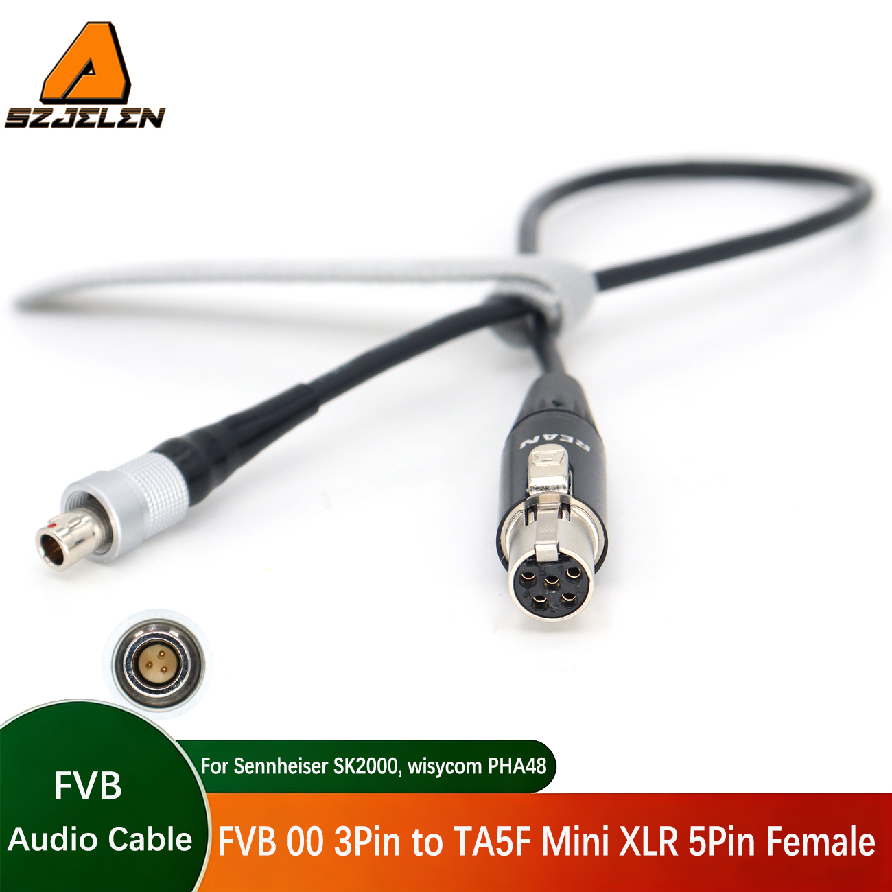 Audio Cable FVB 3Pin to TA5F Female for Sennheiser SK2000 to wisycom PHA48