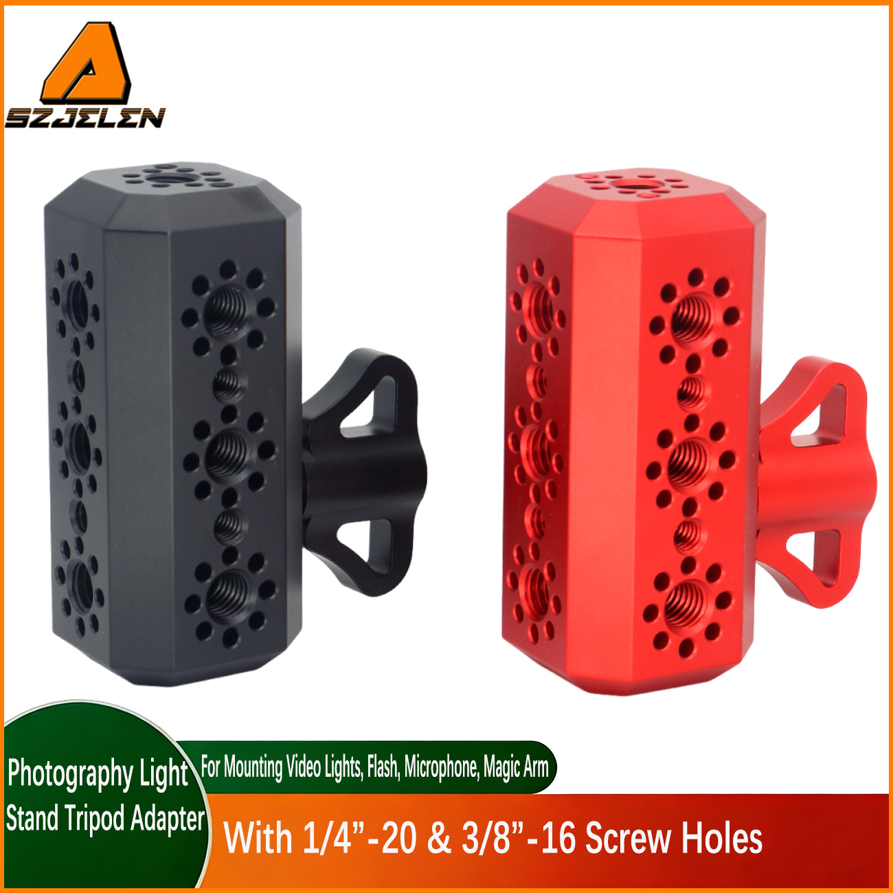 Universal Photography Light Stand Tripod Adapter with 1/4" 3/8" Thread Holes for Studio Lighting, Camera, Magic Arm