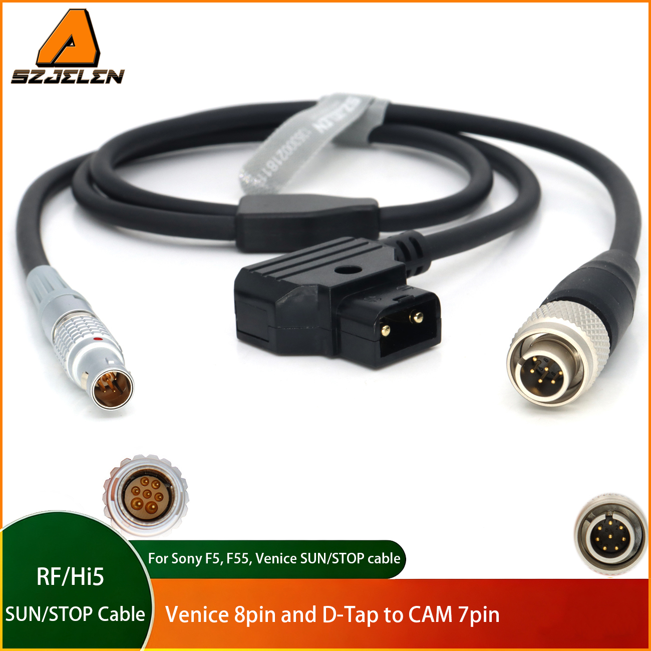 Camera Venice 8Pin and D-Tap to ARRI RF HI5 CAM 7pin for Sony F5/F55, Venice camera SUN/STOP Cable Control Line