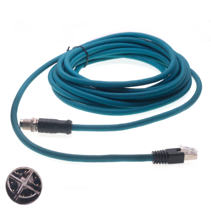 M12-X-8 Pin to RJ45 Connector Cable IP67 24 AWG Industrial Ethernet Cable Type X for Cognex Cable Signal Transmission Line