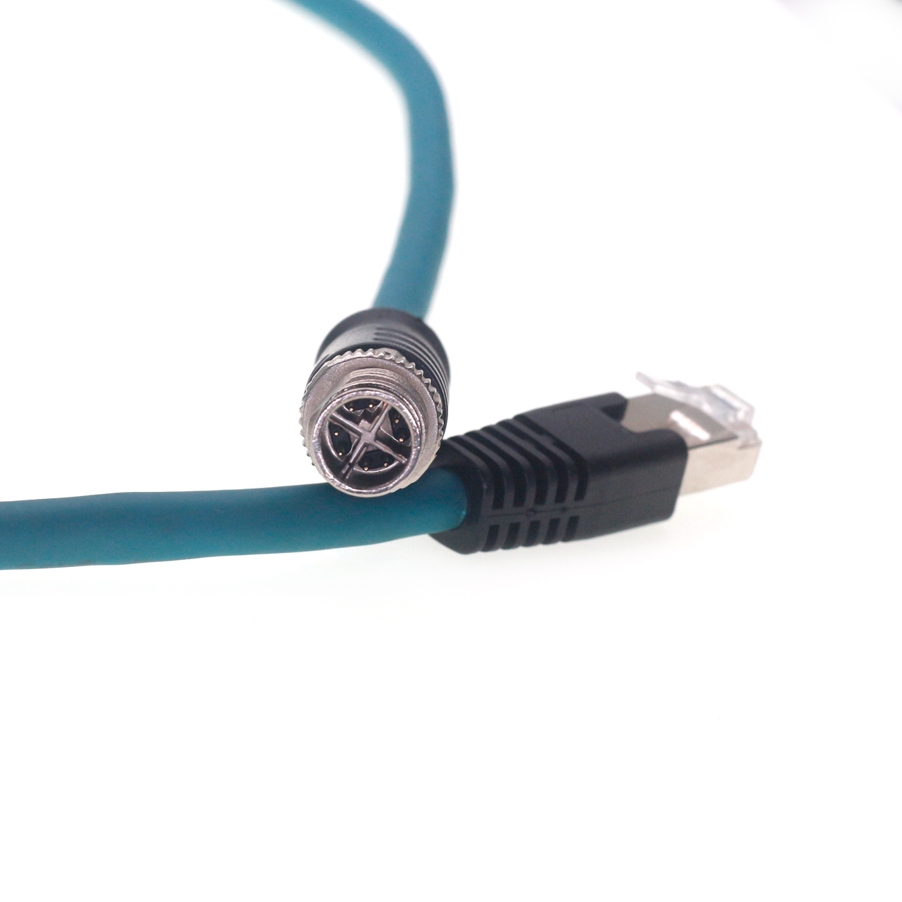 M12-X-8 Pin to RJ45 Connector Cable IP67 24 AWG Industrial Ethernet Cable Type X for Cognex Cable Signal Transmission Line
