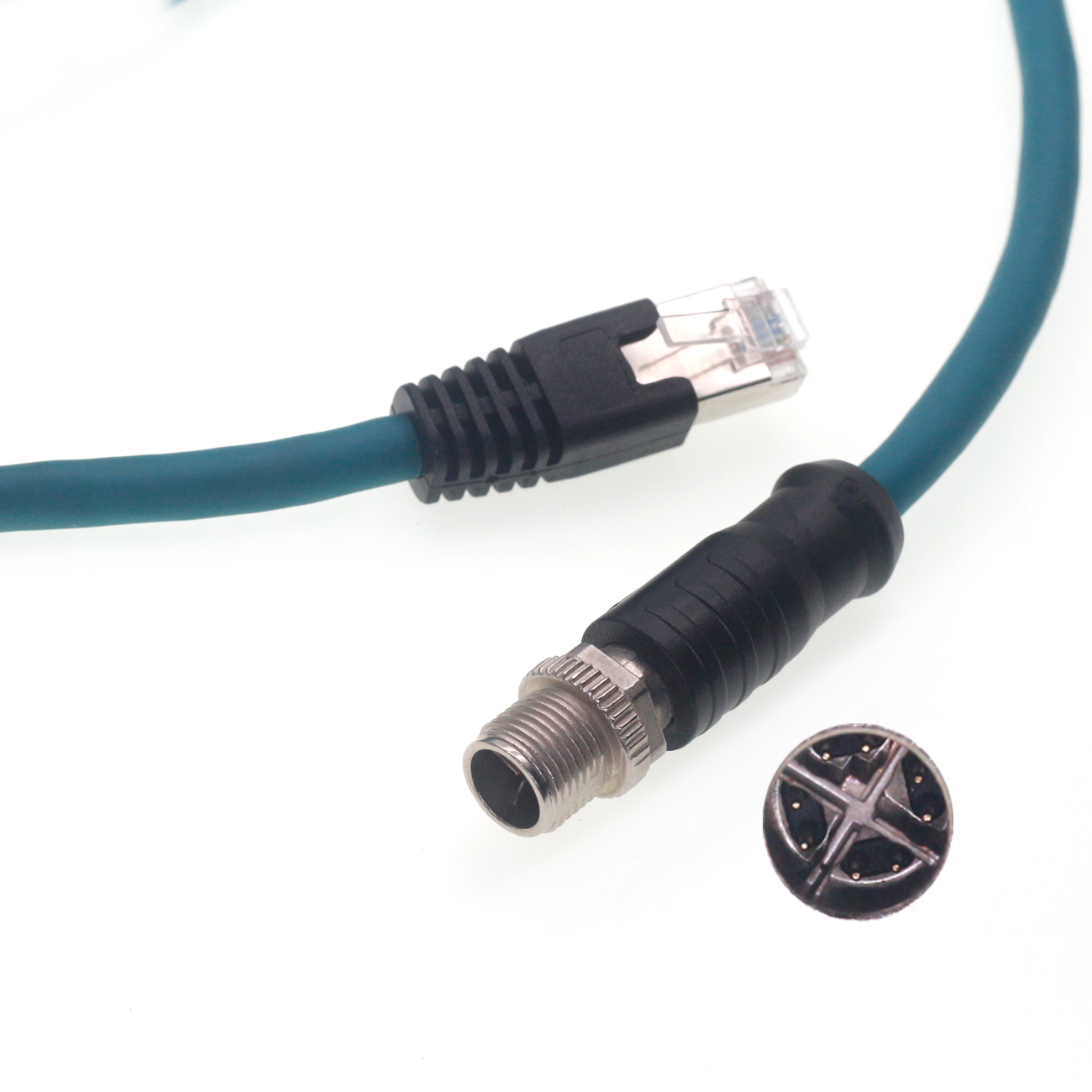 M12-X-8 Pin to RJ45 Connector Cable IP67 24 AWG Industrial Ethernet Cable Type X for Cognex Cable Signal Transmission Line
