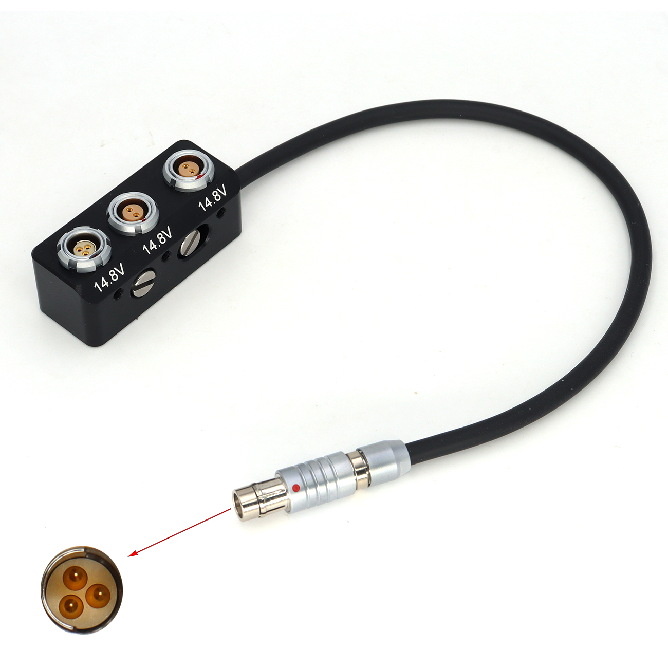 Fischer 3Pin Male to 3-Way 2X 0B 2pin & 1x 3pin RS Female Splitter Box for ARRI RED Tilta Multiple Accessories