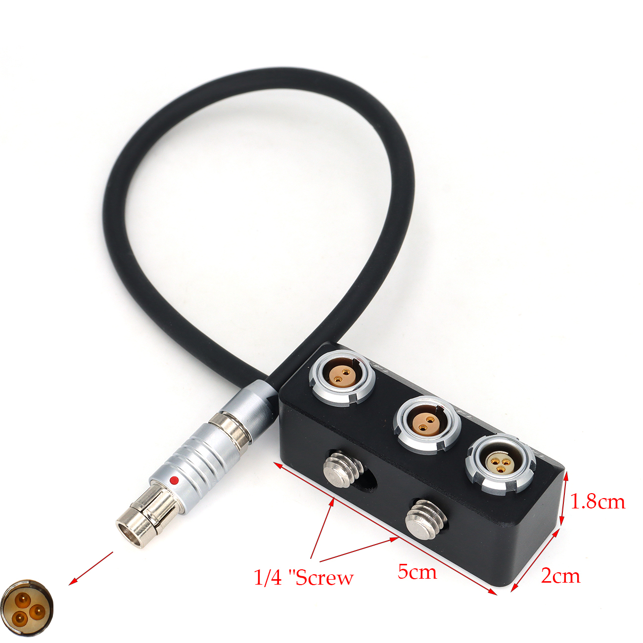 Fischer 3Pin Male to 3-Way 2X 0B 2pin & 1x 3pin RS Female Splitter Box for ARRI RED Tilta Multiple Accessories