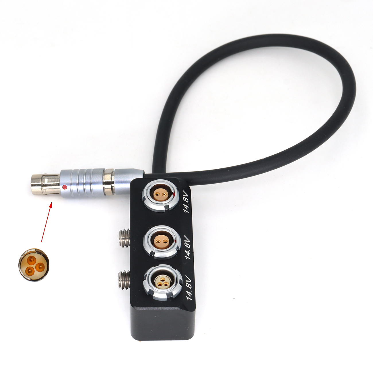 Fischer 3Pin Male to 3-Way 2X 0B 2pin & 1x 3pin RS Female Splitter Box for ARRI RED Tilta Multiple Accessories