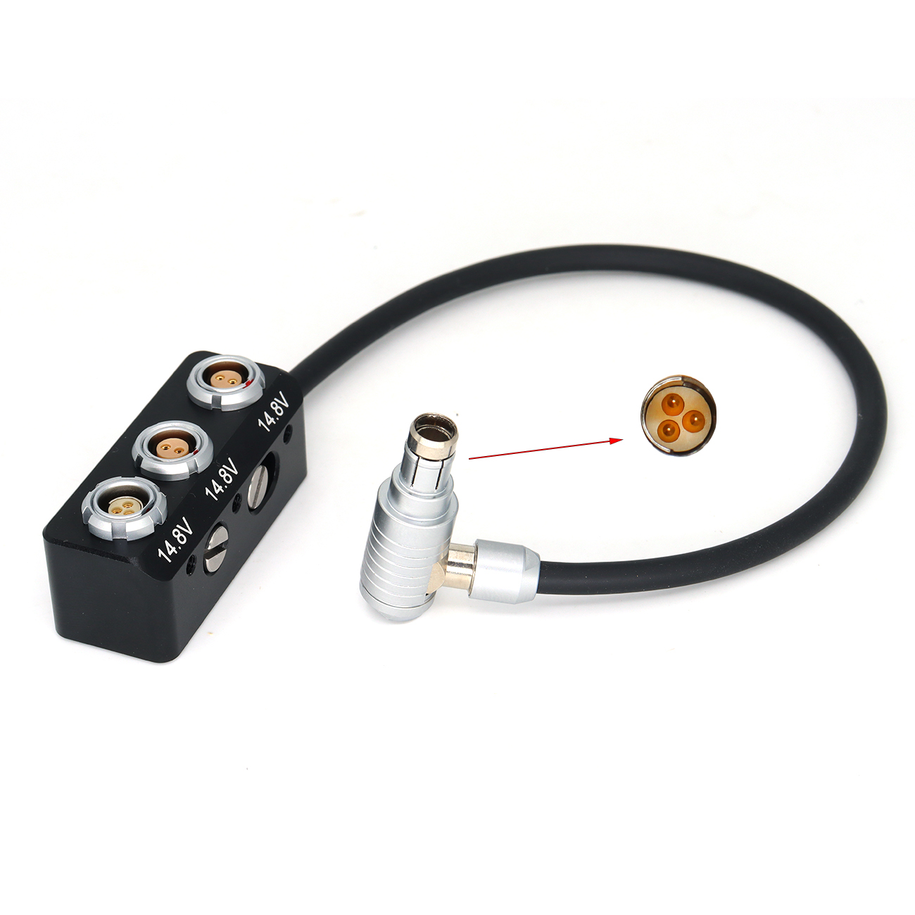 Fischer 3Pin Male to 3-Way 2X 0B 2pin & 1x 3pin RS Female Splitter Box for ARRI RED Tilta Multiple Accessories