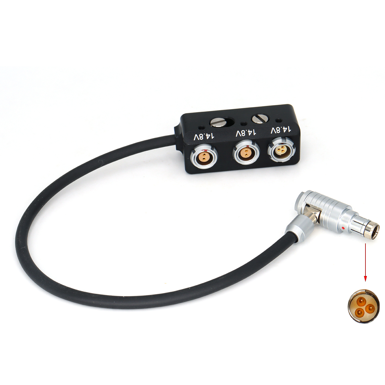 Fischer 3Pin Male to 3-Way 2X 0B 2pin & 1x 3pin RS Female Splitter Box for ARRI RED Tilta Multiple Accessories