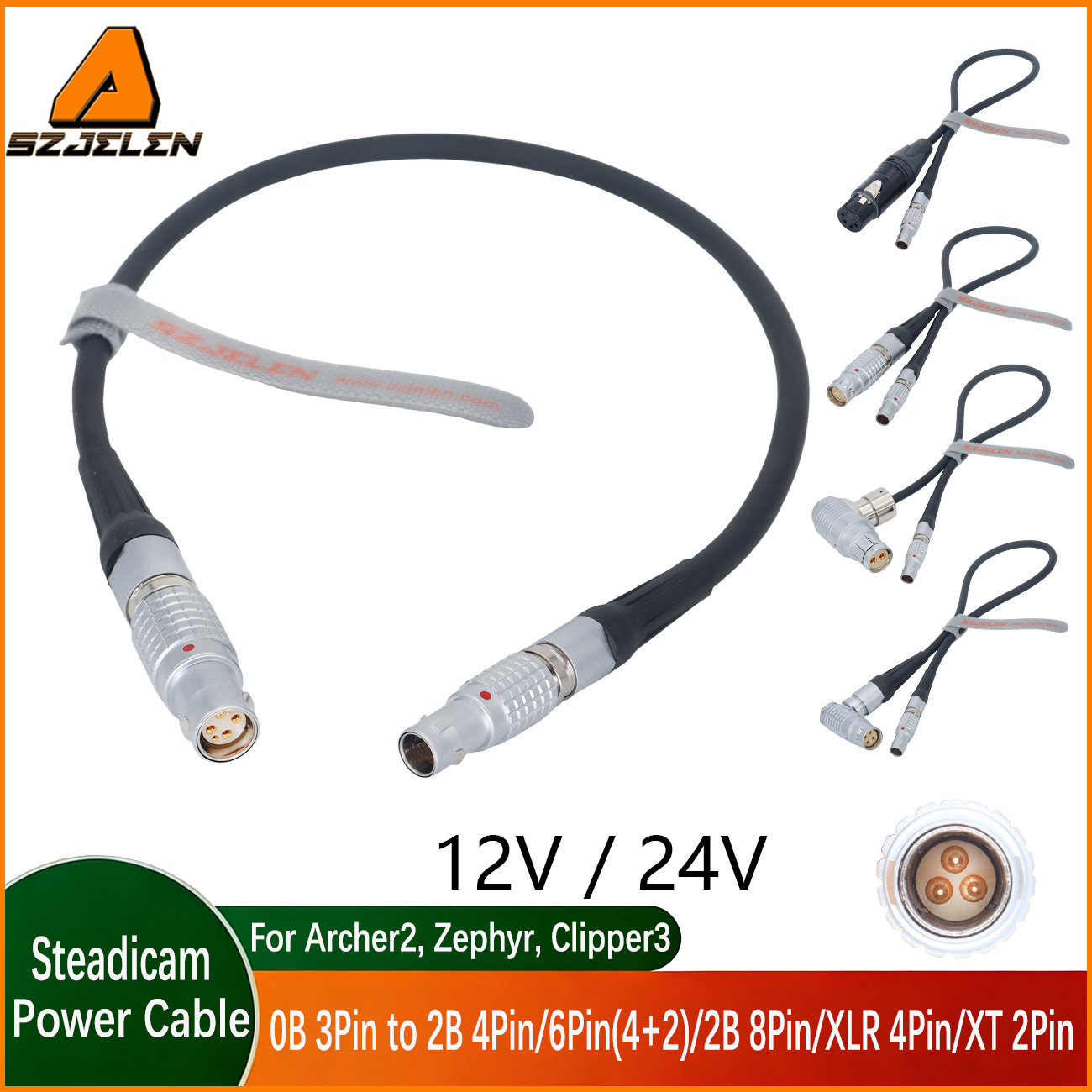 Power Cable Steadicam M2 0B 3Pin to 2B 4Pin/6Pin(4+2)/2B 8Pin/XLR 4Pin/XT 2Pin for ARRI/RED/Sony