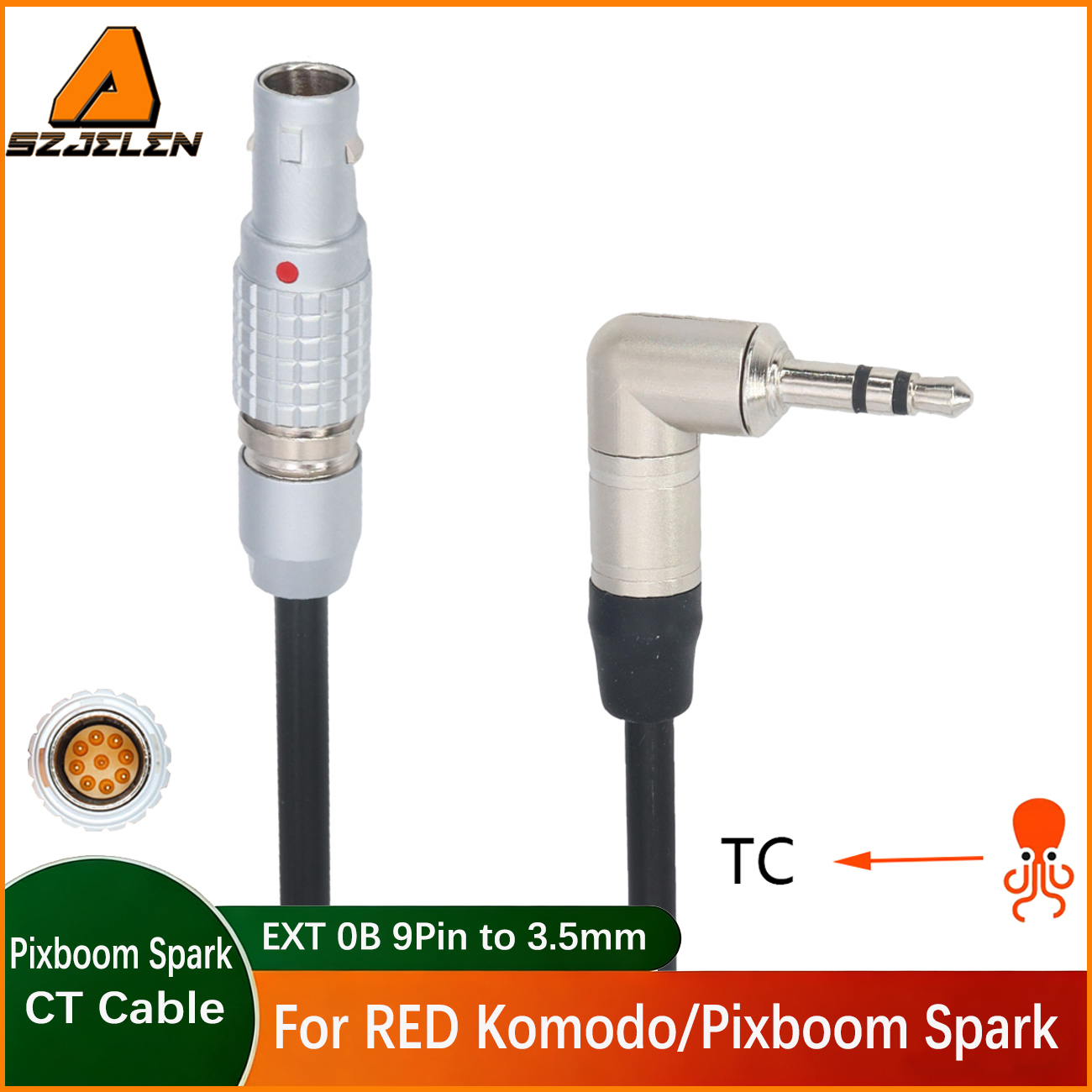 Pixboom Spark Camera To DEITY TC-1 Time Code Synchronization Cable EXT 9 Pin To 3.5mm With Locked Compatible with RED RED V-RAPTOR/KOMODO