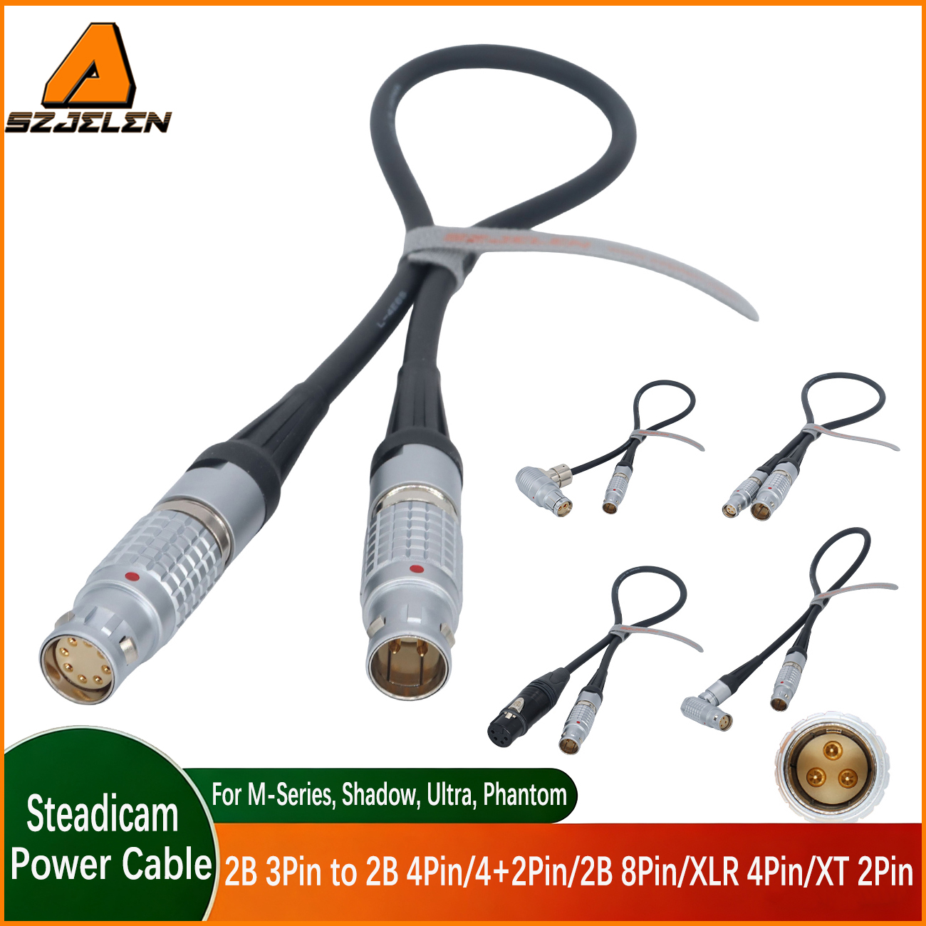 Steadicam Power Cable 0B 3Pin to 2B 4Pin/4+2Pin/2B 8Pin/XLR 4Pin/XT 2Pin for ARRI/RED/Sony