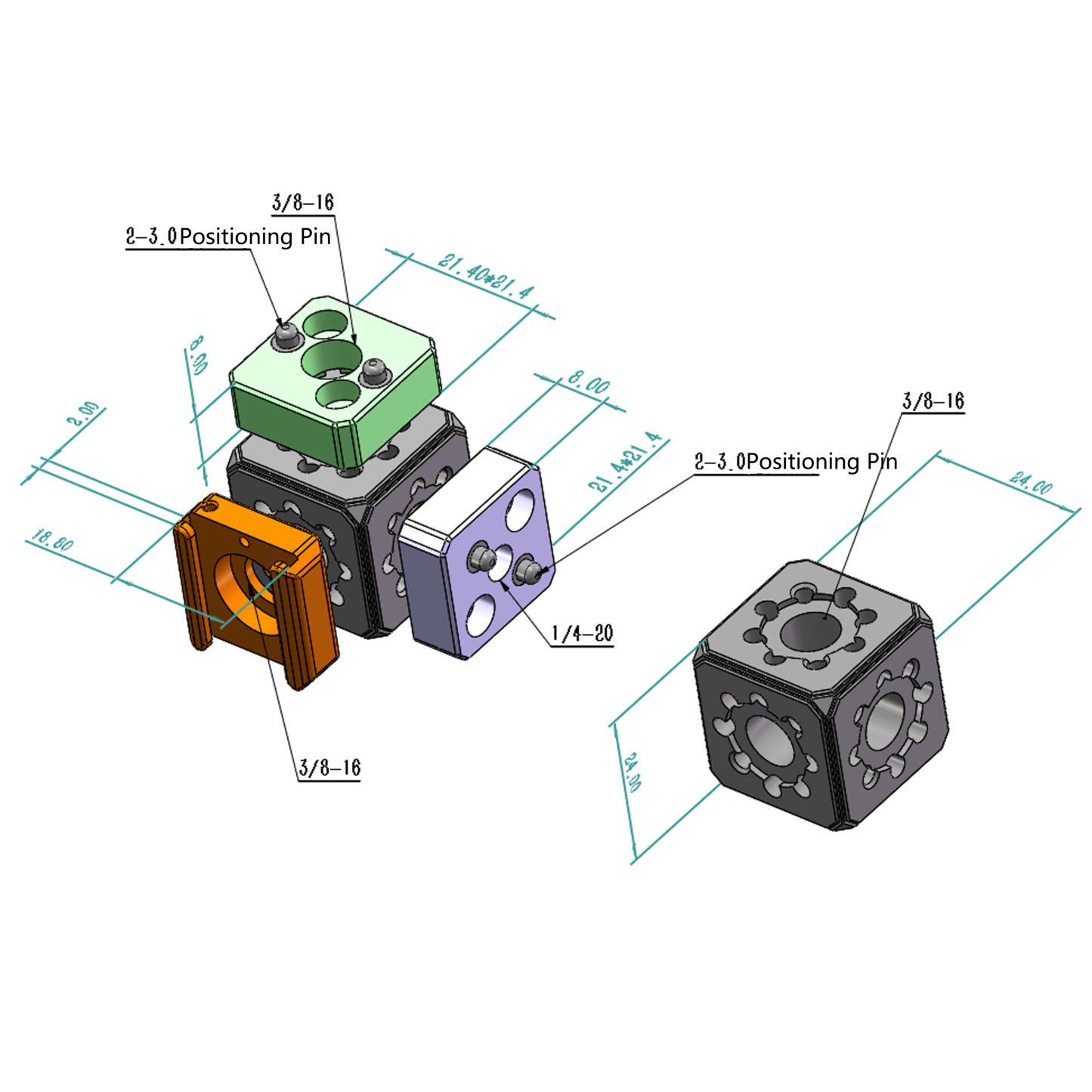 Multi-Hole Screws Adapter with Cold Shoe Mount with 1/4'' 3/8'' ARRI Thread Hole for Tripod, Magic Arm, Microphone, Camera Cage