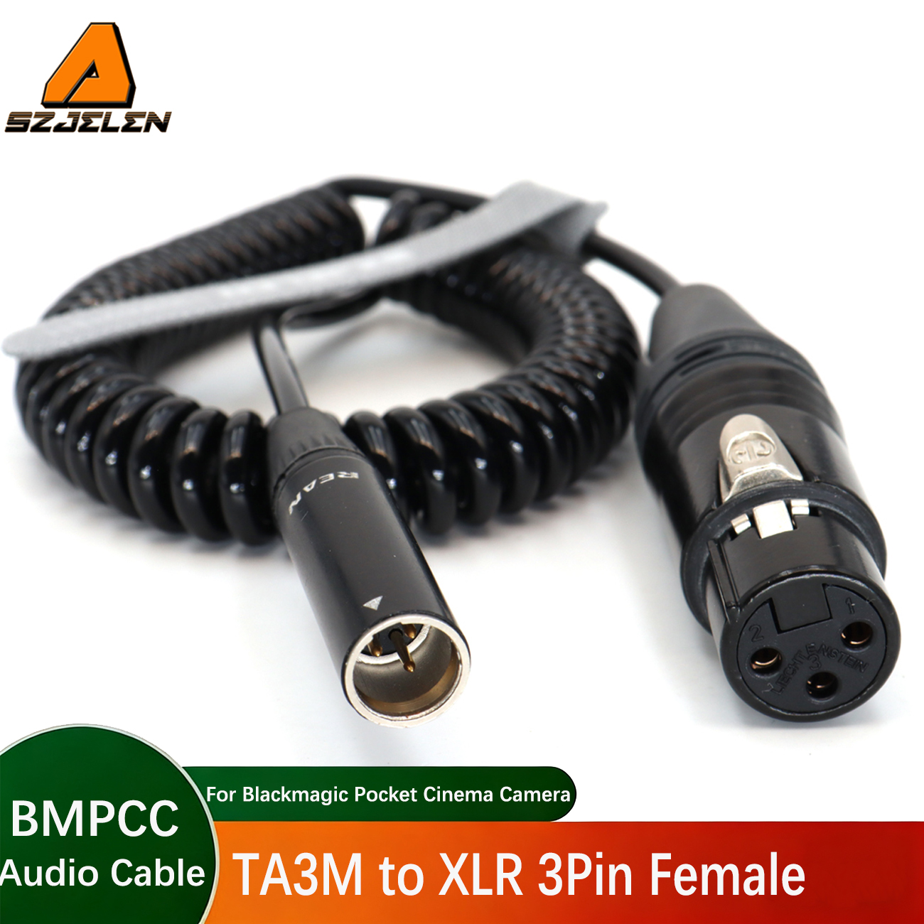 Audio Coiled Cable TA3M to XLR 3Pin Female for BMPCC Camera