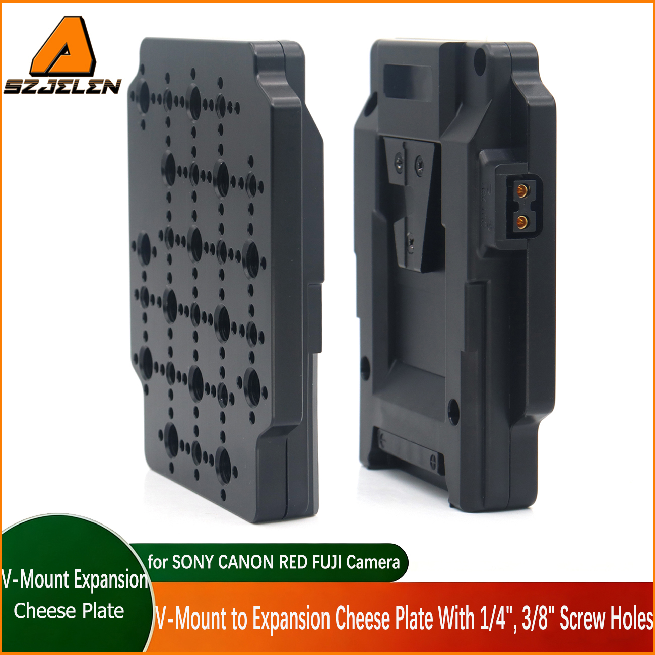 V-Mount Battery Expansion Cheese Plate With 1/4"-20, 3/8"-16 Screw Holes and Anti-twist holes for SONY CANON RED FUJI Camera