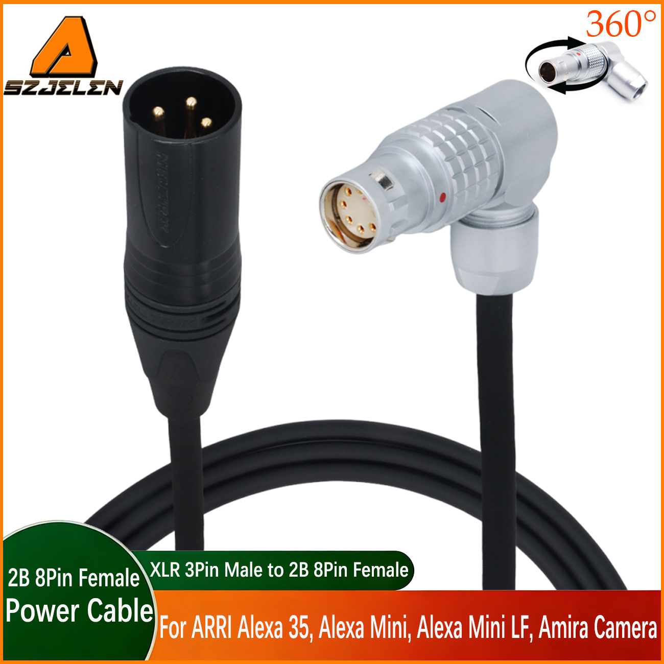Power Cable D-tap/XLR 3Pin/4Pin to 2B 8Pin Female for ARRI Alexa 35, Alexa Mini, Alexa Mini LF, Amira Camera