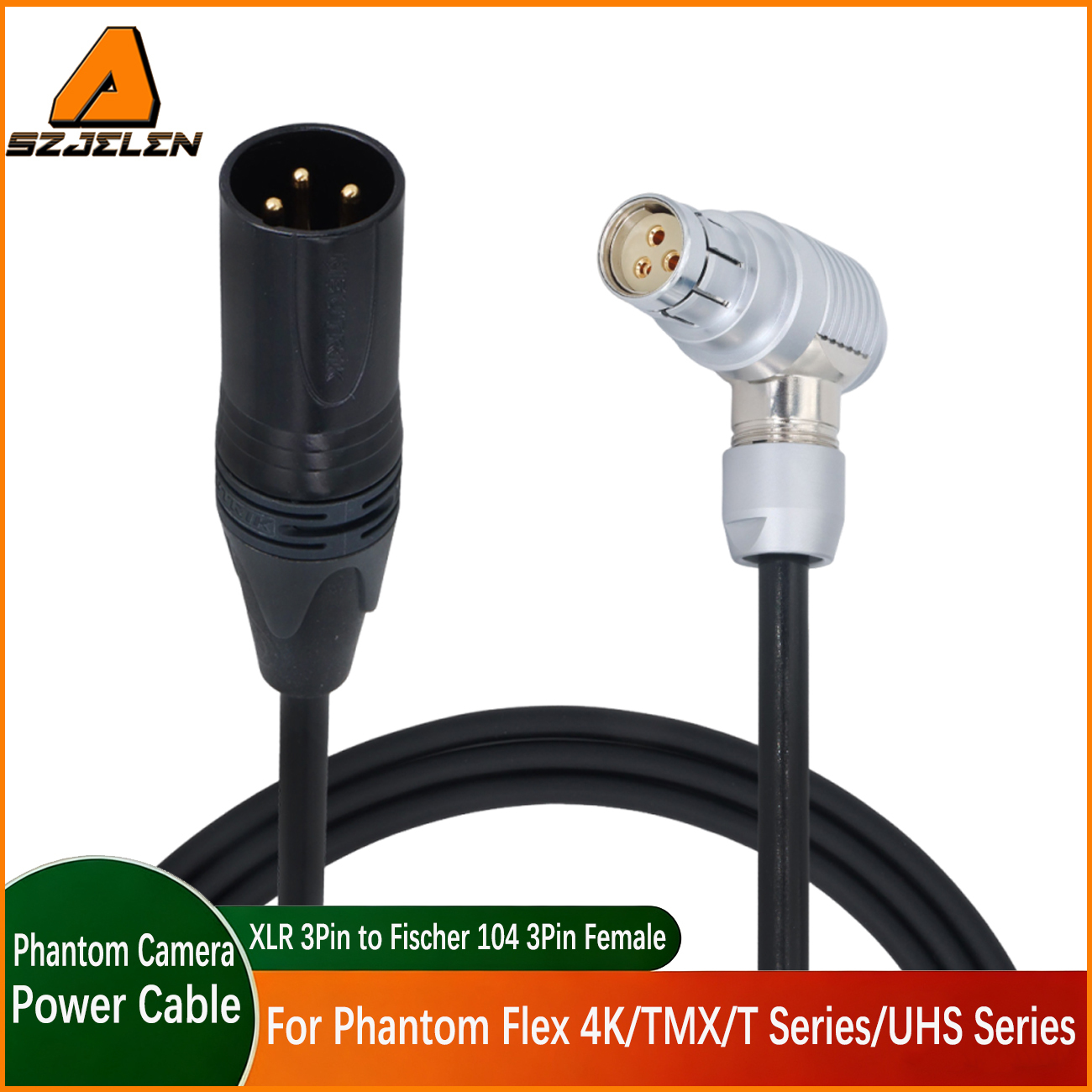 Power Cable Fischer 104 3Pin Female to D-tap/XLR 3Pin/XLR 4Pin for Phantom Flex 4K/TMX/T Series/UHS Series