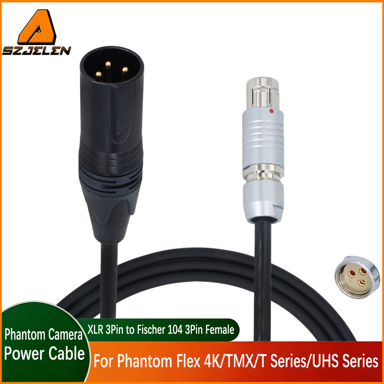 Power Cable Fischer 104 3Pin Female to D-tap/XLR 3Pin/XLR 4Pin for Phantom Flex 4K/TMX/T Series/UHS Series