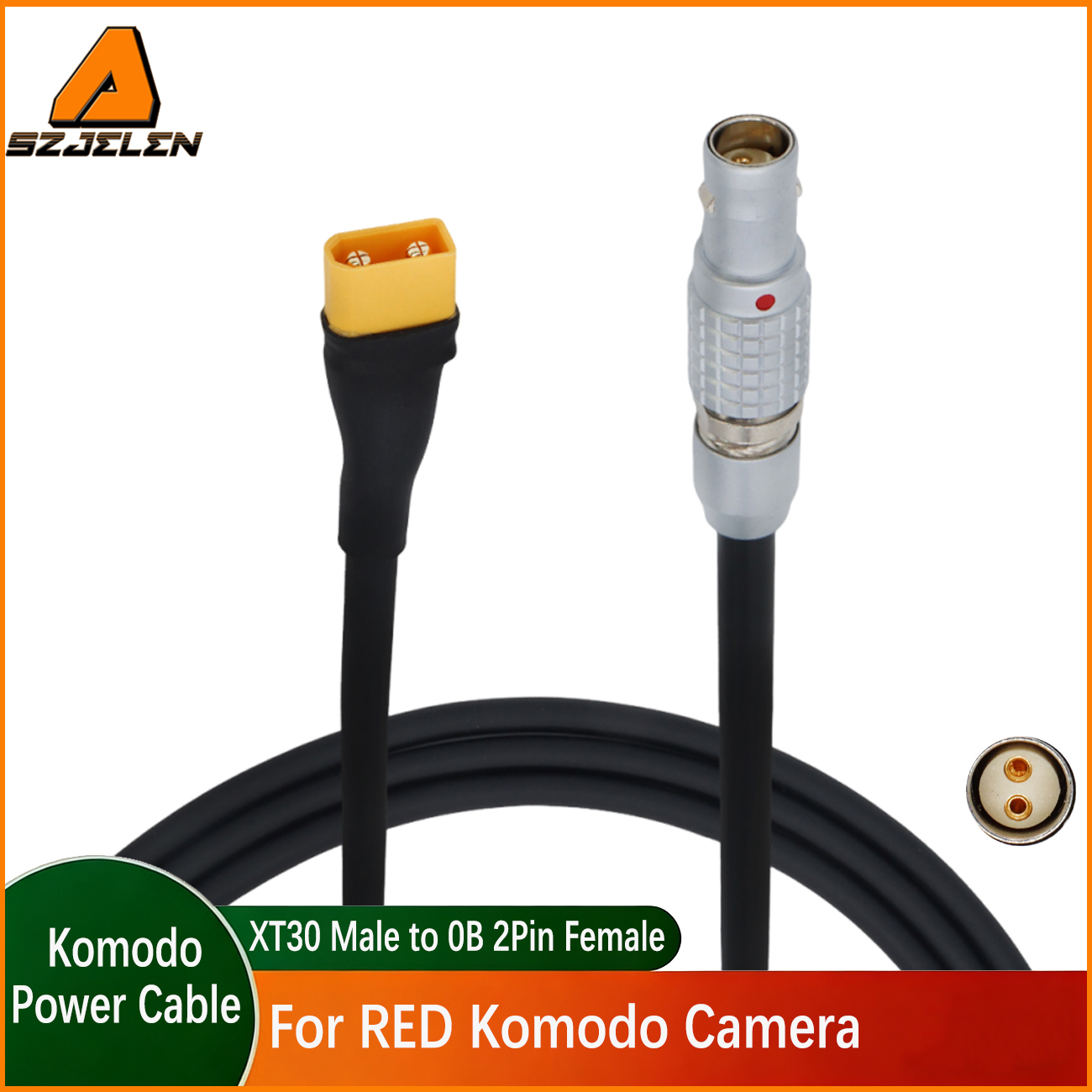 Power Cable XT30/XT60 Male Plug to 0B 2 Pin Female for RED KOMODO Camera
