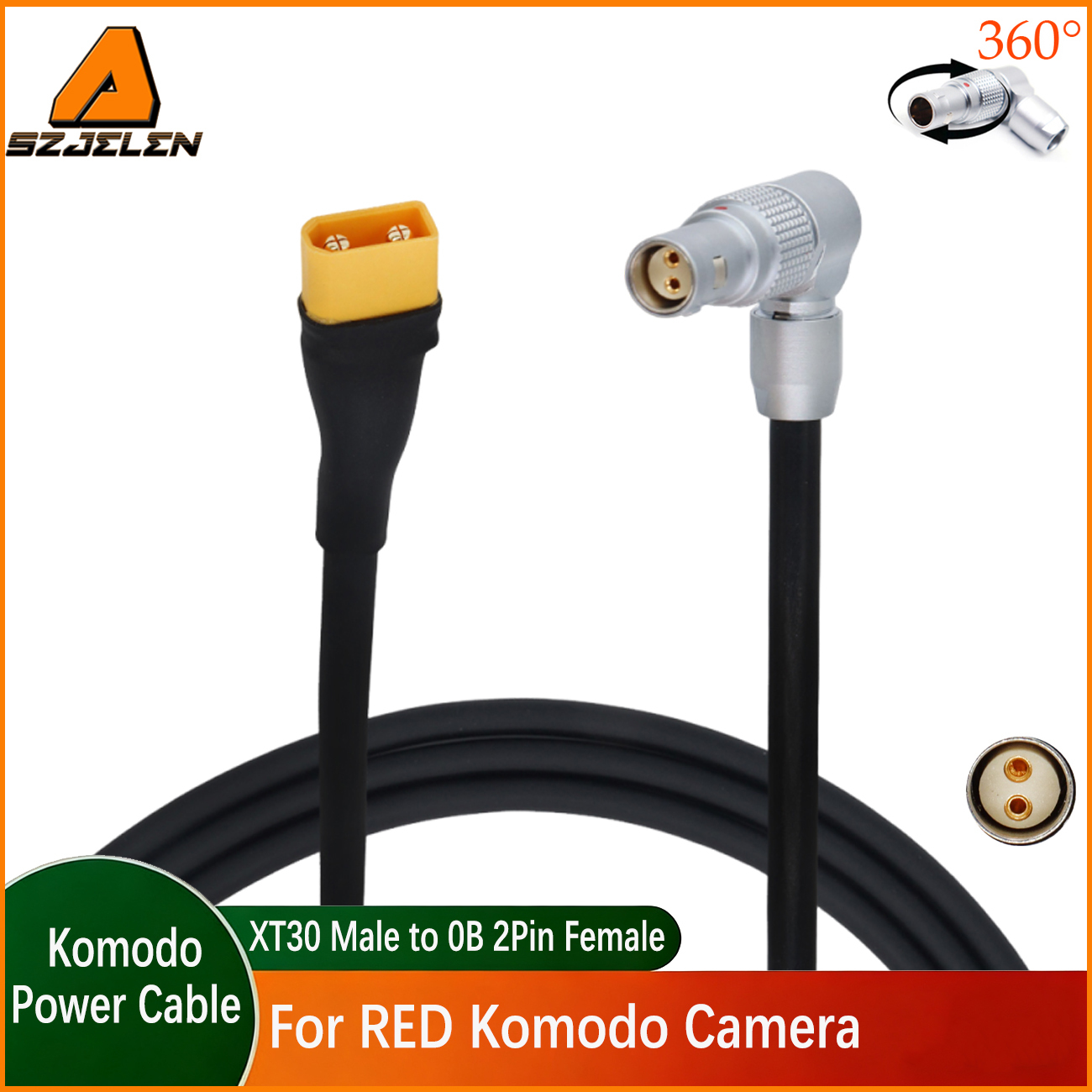 Power Cable XT30/XT60 Male Plug to 0B 2 Pin Female for RED KOMODO Camera