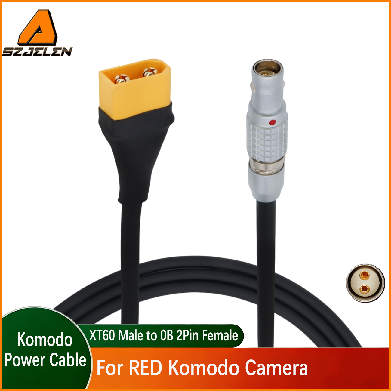 Power Cable XT30/XT60 Male Plug to 0B 2 Pin Female for RED KOMODO Camera