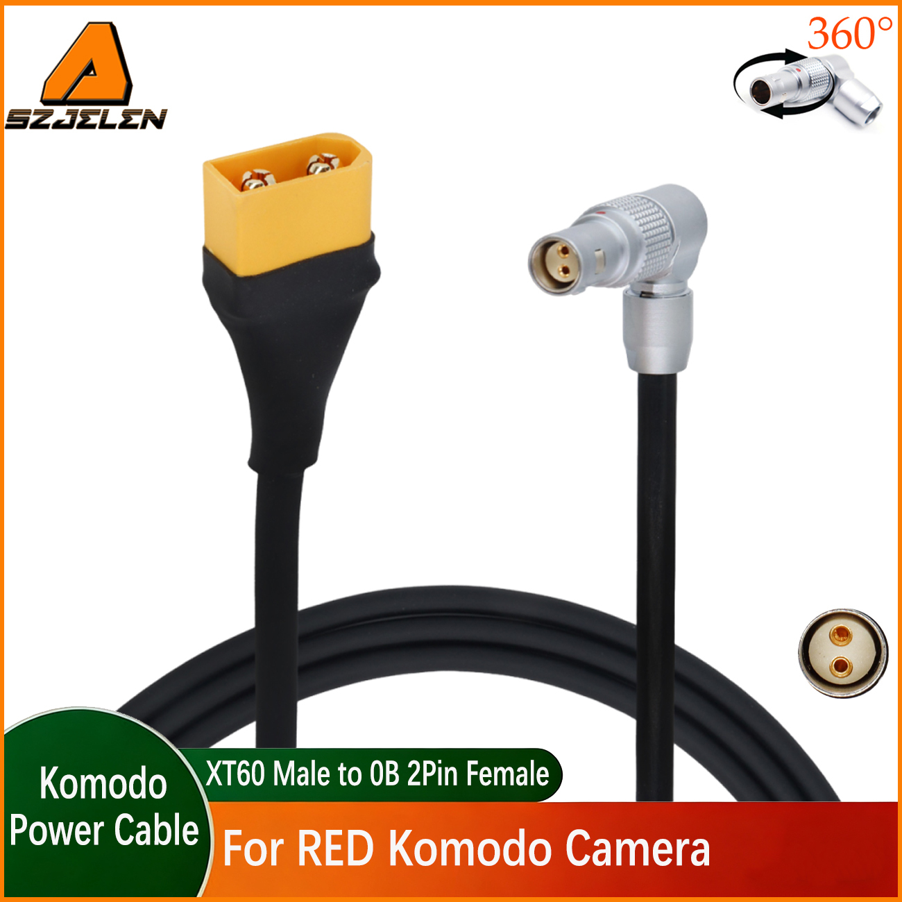 Power Cable XT30/XT60 Male Plug to 0B 2 Pin Female for RED KOMODO Camera