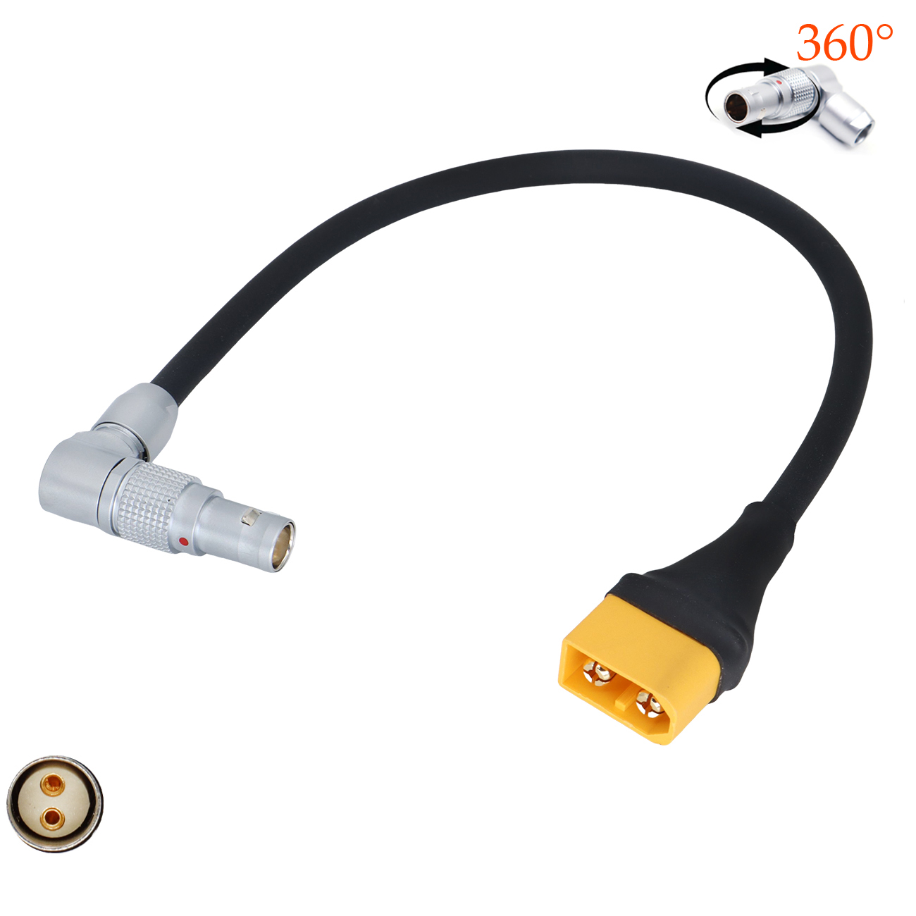 Power Cable XT30/XT60 Male Plug to 0B 2 Pin Female for RED KOMODO Camera