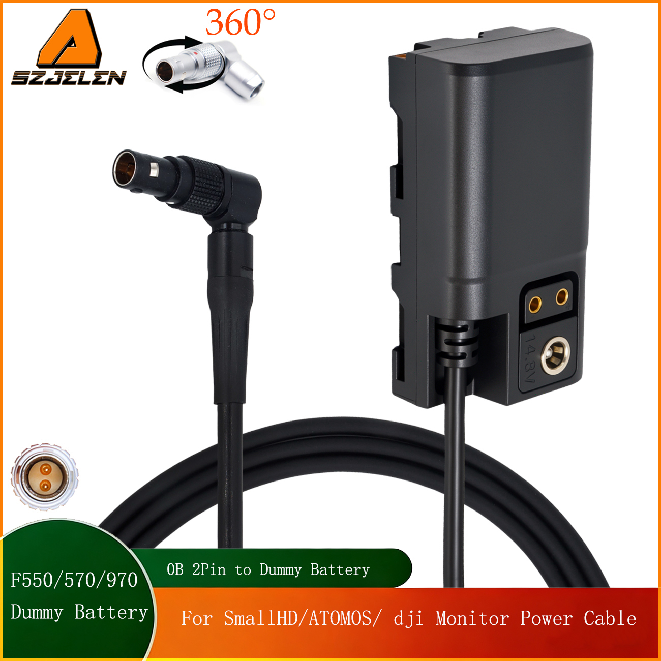 0B 2Pin Male to NP-F550/NP-F570/970 Power Coupler DC Dummy Battery for SONY