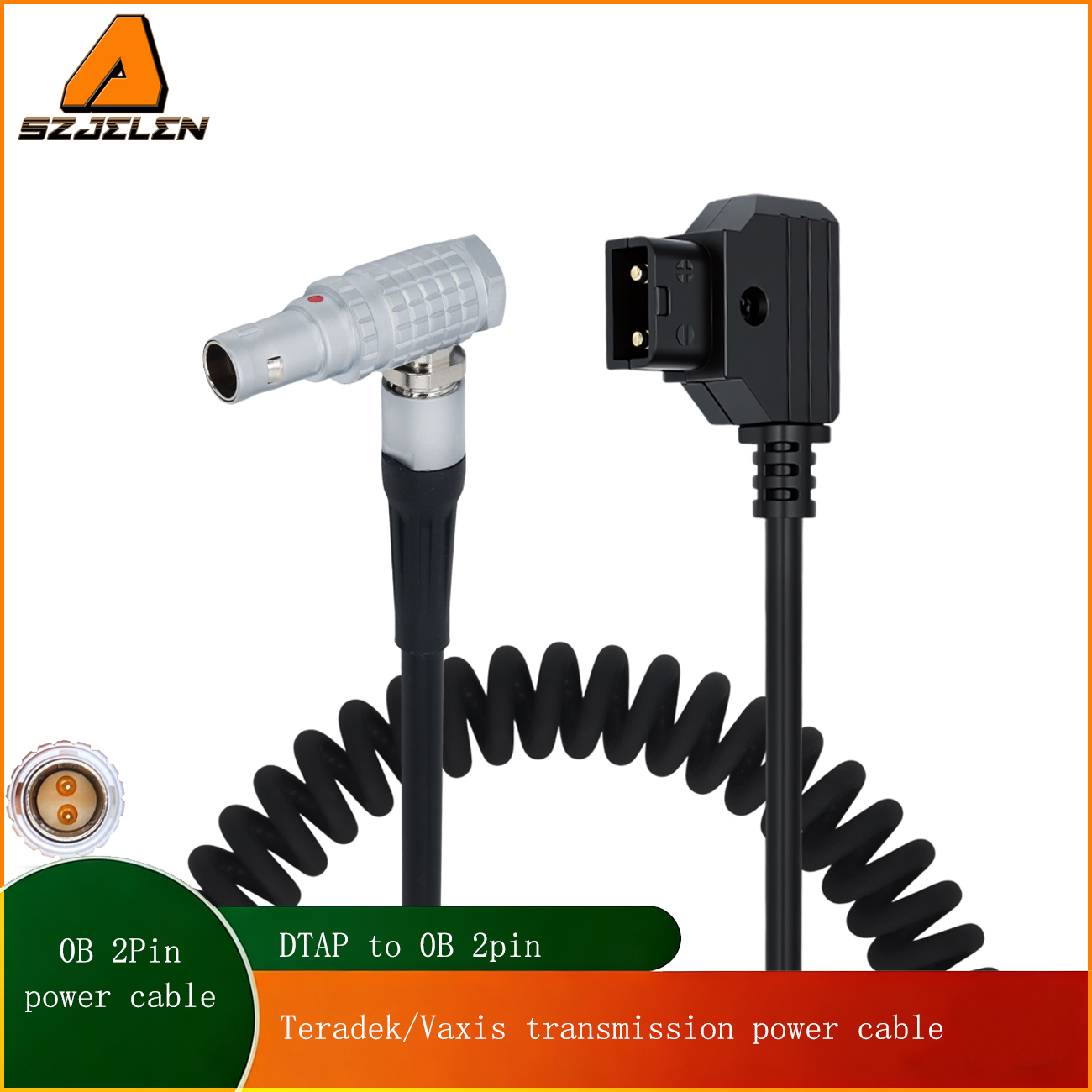 Power Coiled Cable D-tap to 0B 2Pin for Teradek Bolt Pro 1000/3000ft, Vaxis Transmission Power