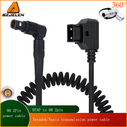 Power Coiled Cable D-tap to 0B 2Pin for Teradek Bolt Pro 1000/3000ft, Vaxis Transmission Power