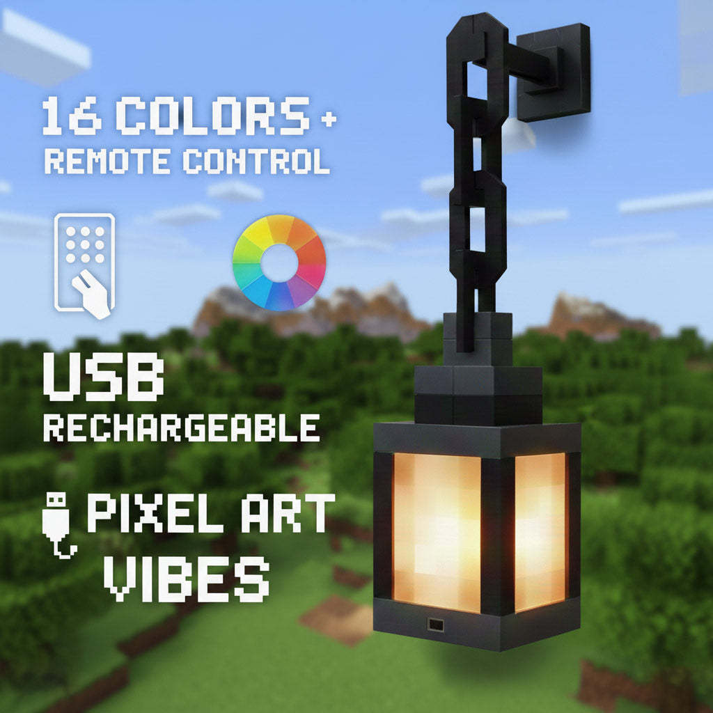 MC style Pixel Lantern Night Lamp