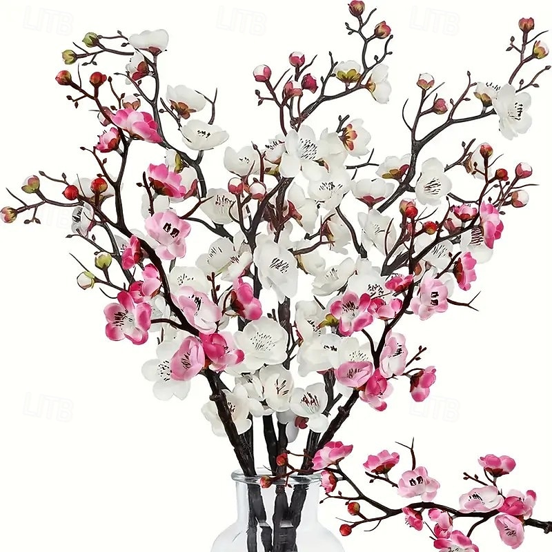 6pcs Christmas Artificial Plum Blossom Stems, Tall Fake Flower Branches for DIY Christmas New Year Decorations, Vase Centerpiece Display, Home Spring Winter Aesthetic Room Decor 2025 - $17.49 &ndash;P3