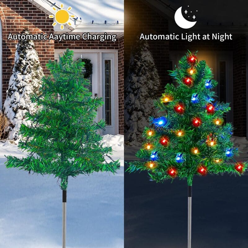 itoolmax solar christmas tree lights with 4 vibrant colors day night