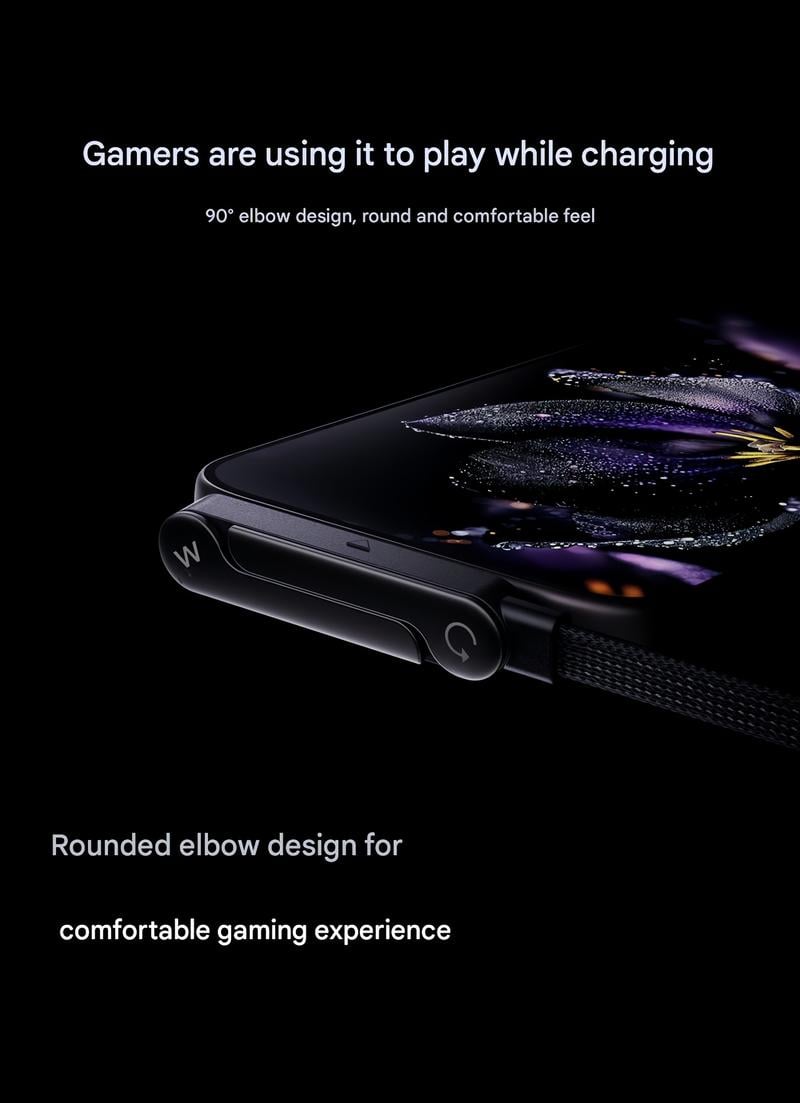 basemo Invisible Holder Charger Cable with Stand, 240w super fast charging 2-in-1 Fast Charging Cord & Phone Stand for Gaming, Office, Car Travel, Compatible with iPhone Samsung Type-C charging cable Black