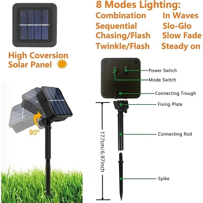 Solar 50pcs LED Bee String Lights - Cute Bee Garden Decoration for Wedding, Party, Christmas Tree and Home Yard - Warm Glowing Plastic Fairy Lights with Realistic Design, Garden Decoration Lighting | Whimsical Garden Lights | Outdoor Solar Decorations