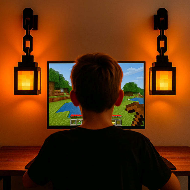 MC style  Pixel Lantern Night Lamp