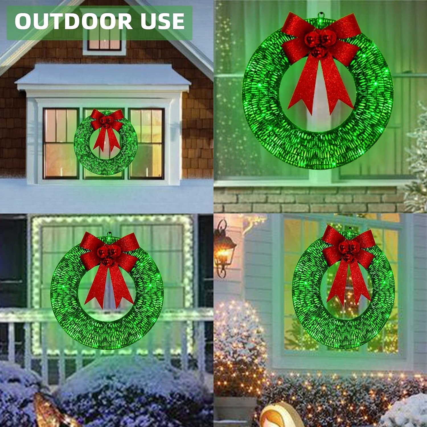 20inch Christmas Wreath with Light Iron Luminous Bow Garland LED Light-up Warm White Light Scene Decoration 30/40/50cm AA Battery Powered 2025 - $27.99 &ndash;P4