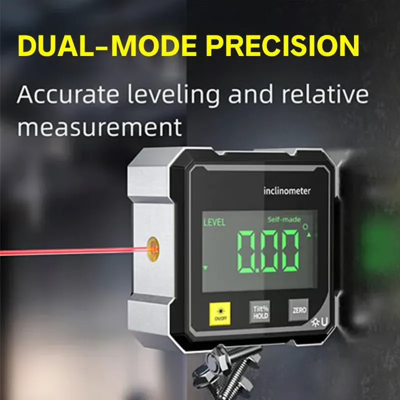 4-Side Magnetic Digital Angle Gauge with Laser