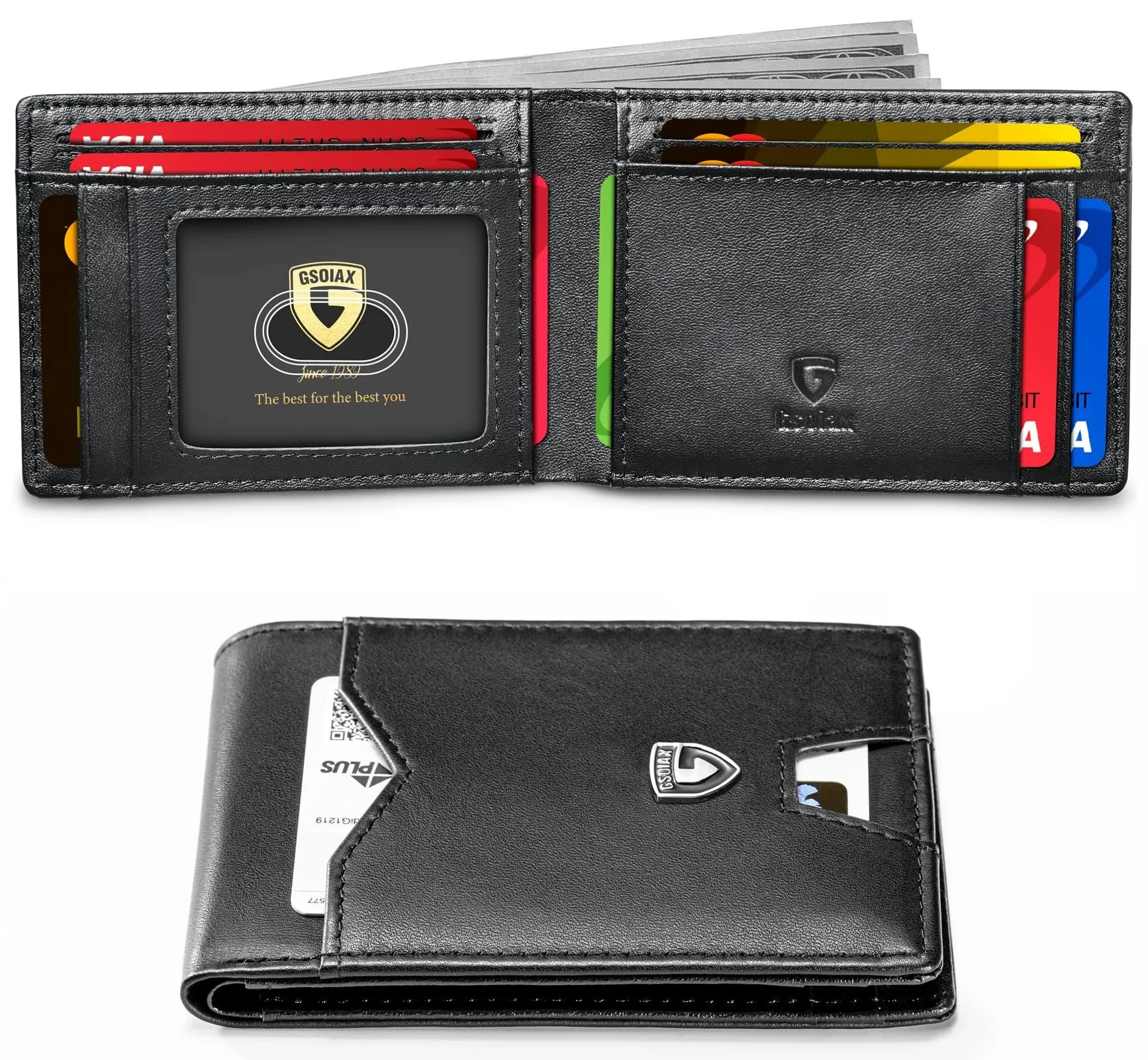 Men's Slim Blocking Wallet - Minimalist Carbon Fiber Bifold