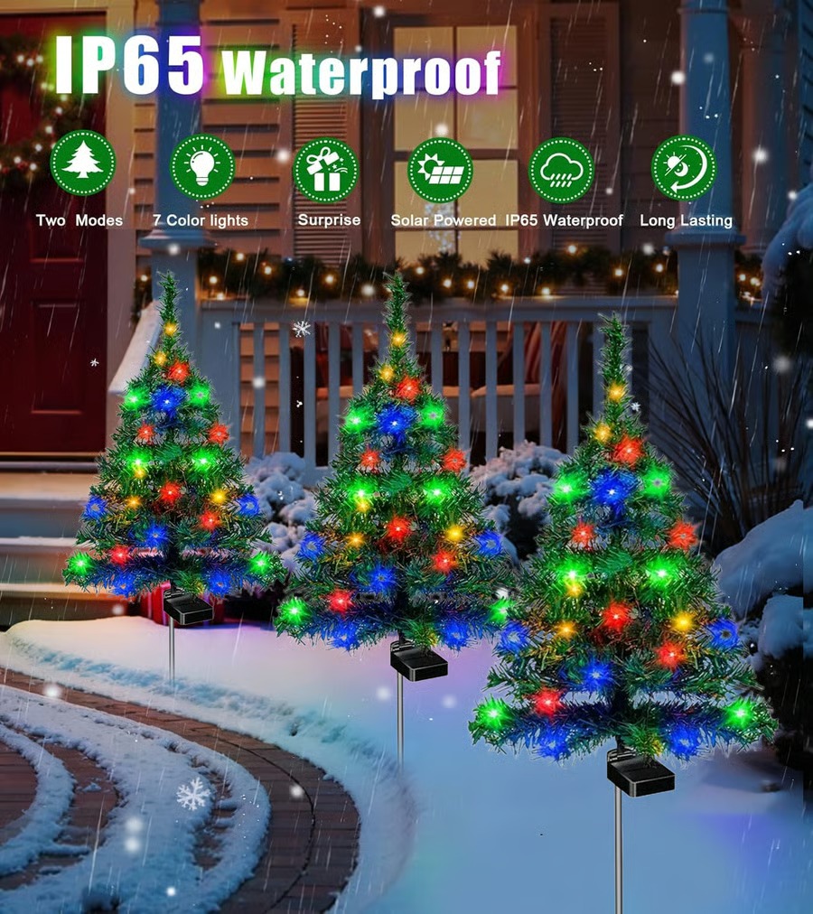 Solar Christmas tree lights holiday decorations, outdoor courtyards, gardens, lawns, small path lights, atmosphere lights
