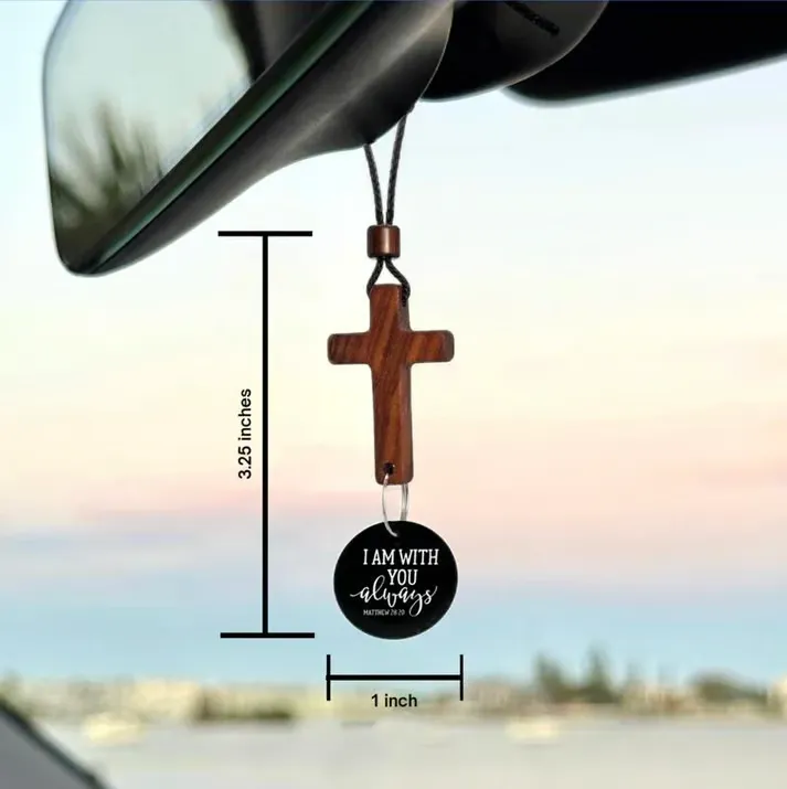 ✝️Bible Verse Car Rearview Hanging Cross Ornament - Tap for a Bible Verse Every Day