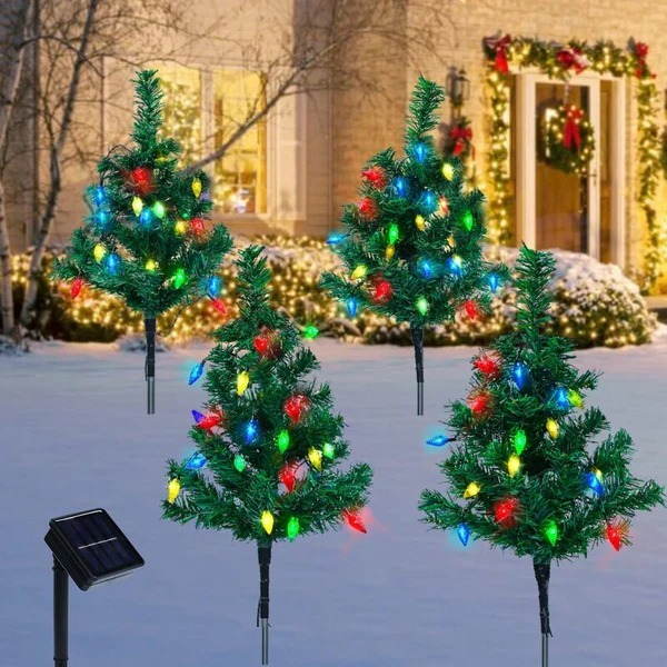 Solar Christmas Tree Lights Outdoor Decorations