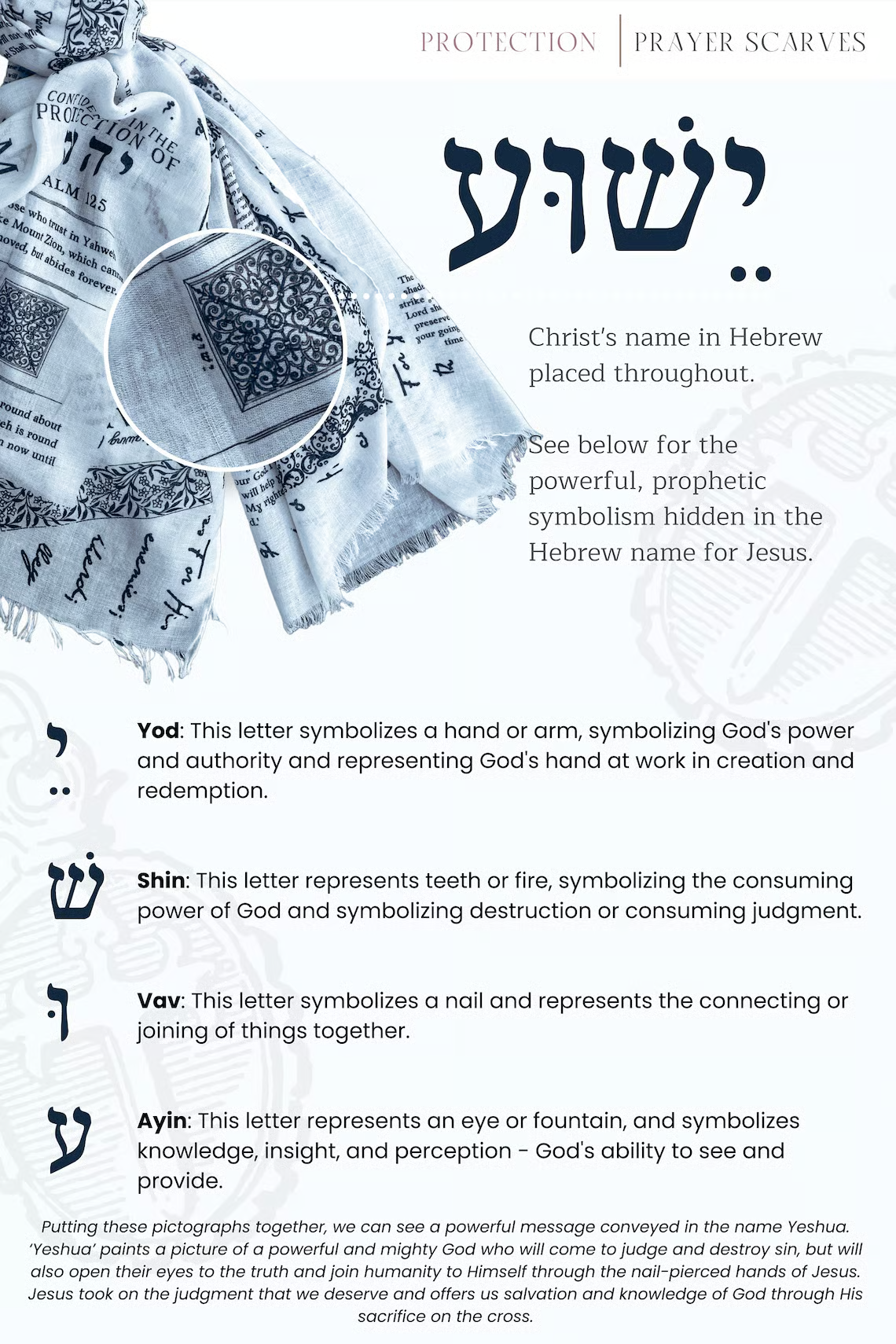 ✝️Handcrafted Christian Prayer Shawl: Protection Bible Verse Scarf, Yeshua Scripture Wrap🙏