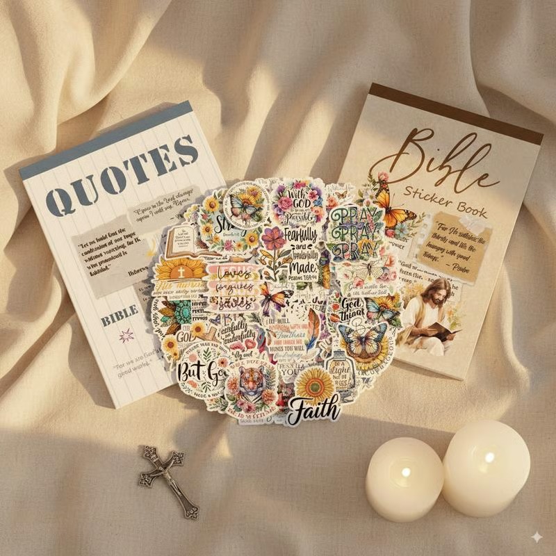 🎅 Christmas 49%OFF 🎄✝️Motivational & Faith Sticker Book – Inspirational Quotes, Bible Verse & Jesus Themed Stickers for Scrapbooking, Journaling & DIY Crafts