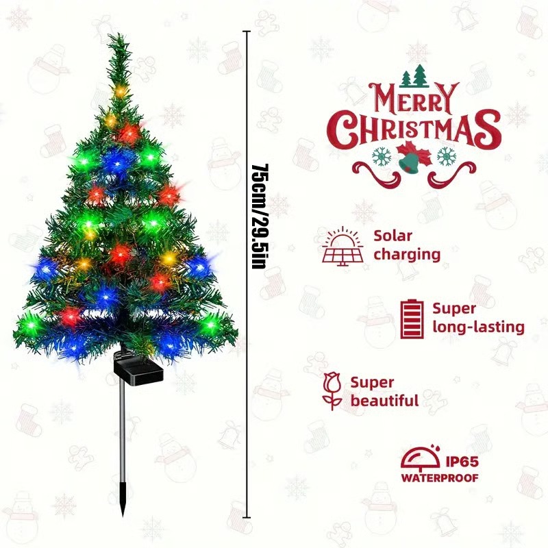 Solar Christmas tree lights holiday decorations, outdoor courtyards, gardens, lawns, small path lights, atmosphere lights