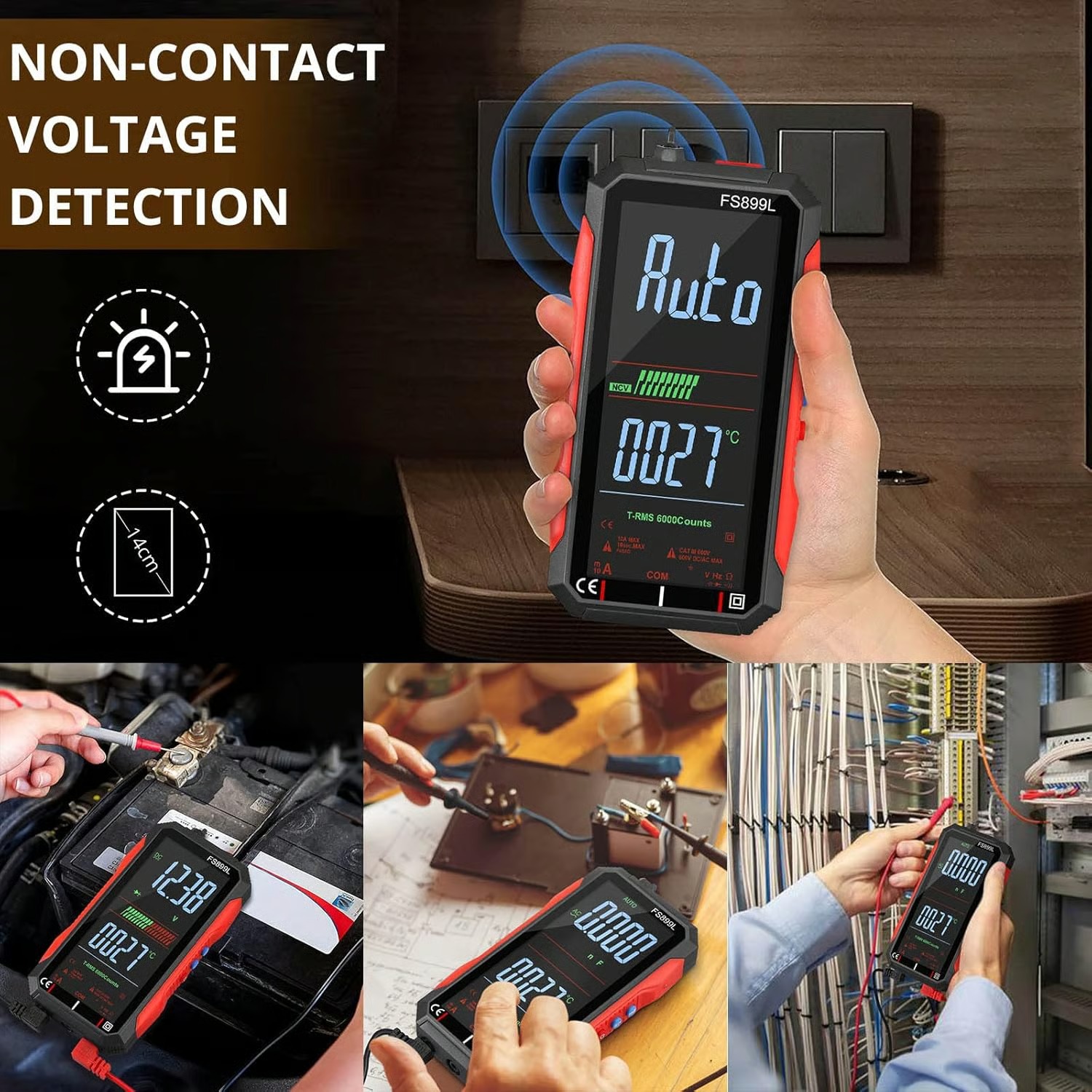 ⚡USB Rechargeable Digital Multimeter🔋– 6000 Counts, Large Color Screen & Backlight! 🛠️🔌