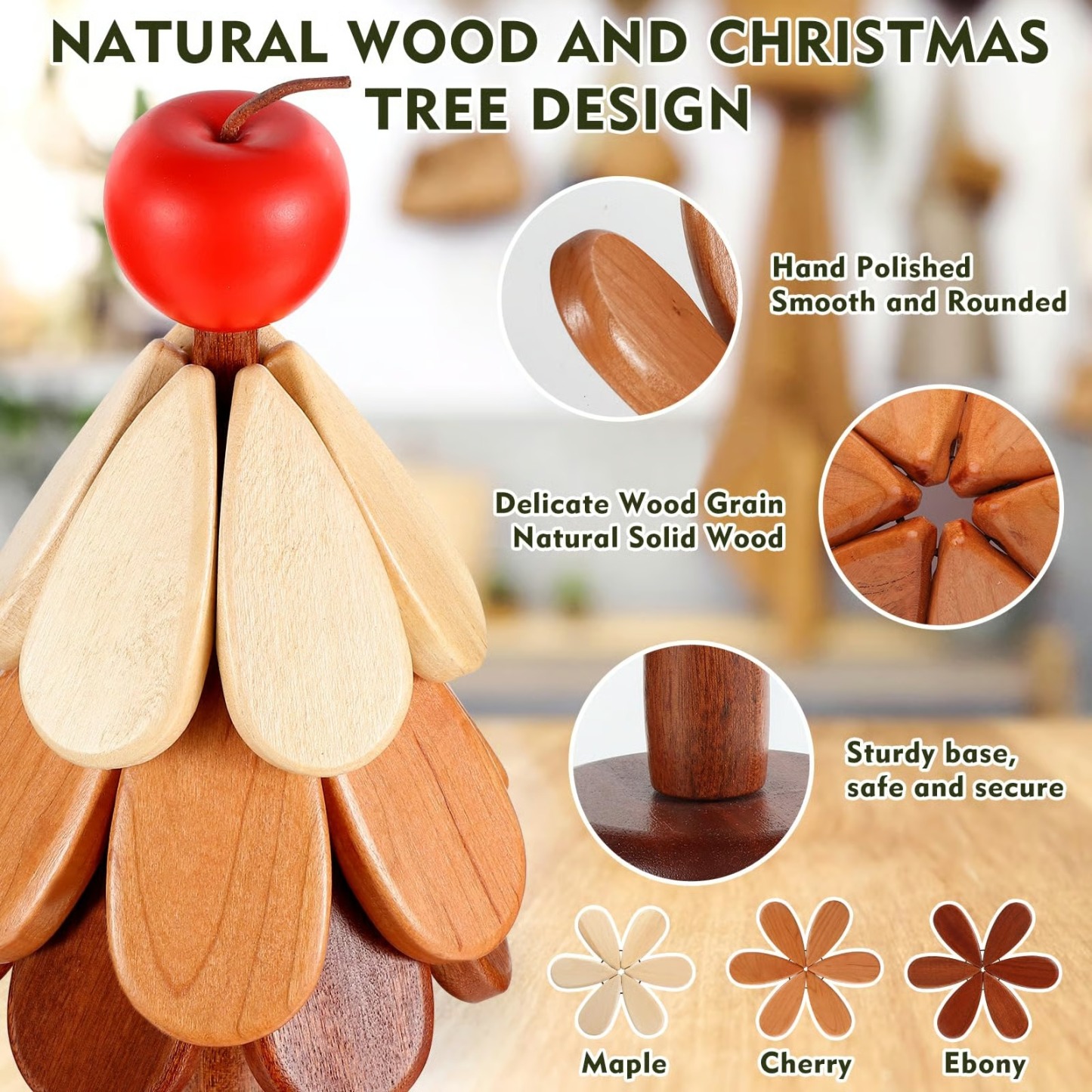 🤚🎁Natural Wooden Tree Trivets for Hot Dishes