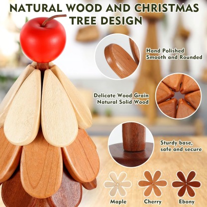 🤚🎁Natural Wooden Tree Trivets for Hot Dishes